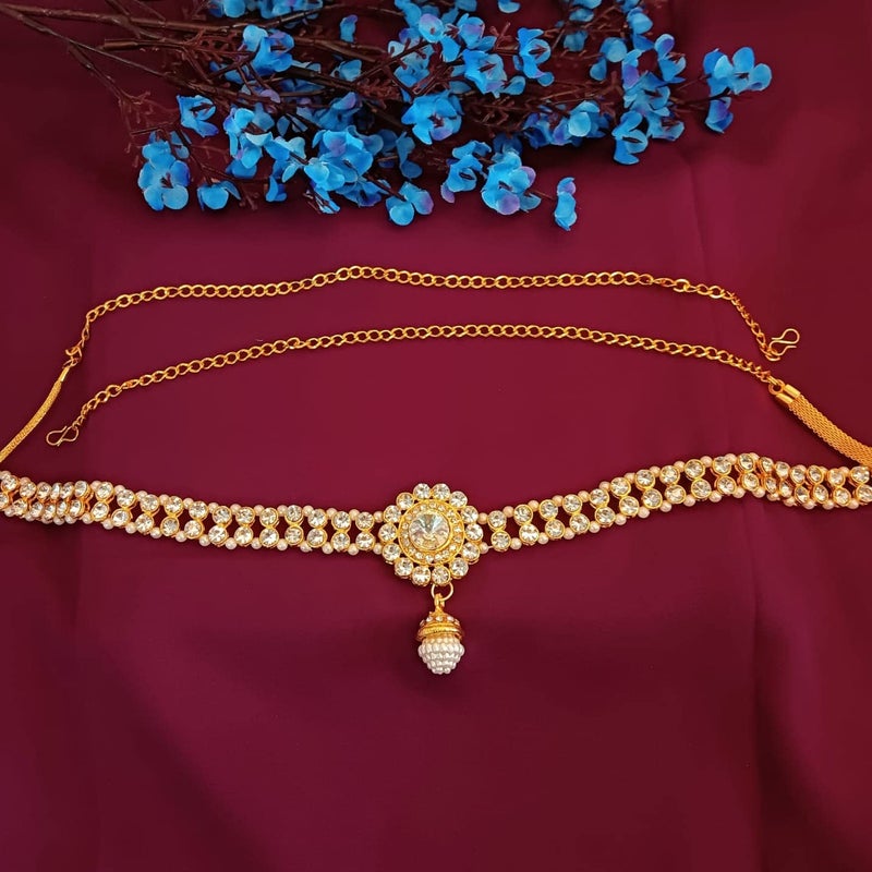 Efulgenz Indian Kamarbandh Waist Chain Waist Belt Belly Chain Bridal Kamarbandh Bollywood Crystal Faux Pearl Dangle Tassel Body Jewelry for Women - Image 2